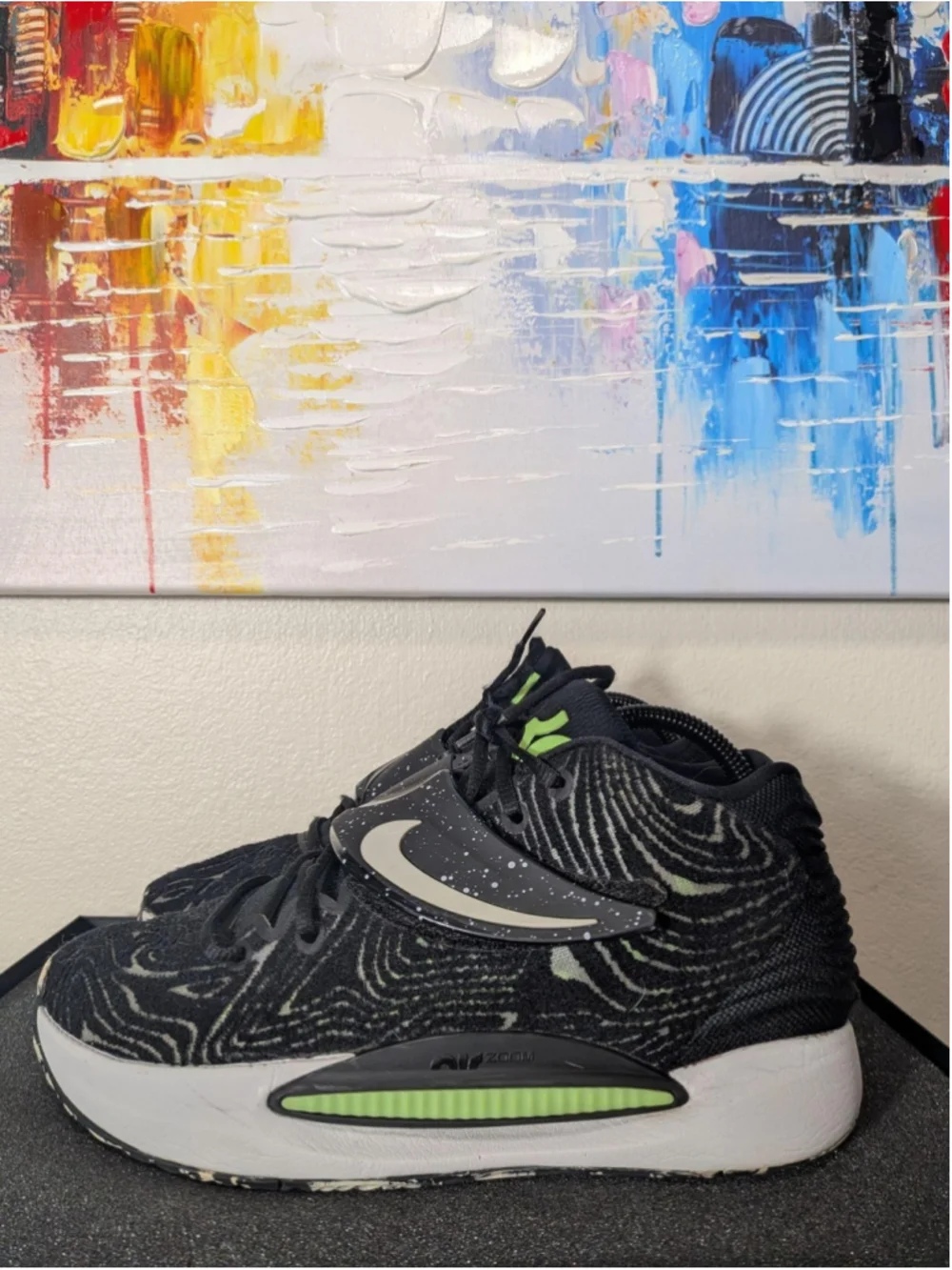 Nike KD 14 Shoes Mens Size 7.5 Black Green Basketball Sneakers CW3935-005